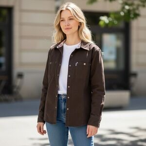 Carhartt Jacket Womens M Brown Button Up Canvas‎ Barn Workwear Lined
